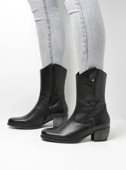 DAMES Wolky Halfhoge Laarzen|Cowboylaarzen<Caprock - zwart leer