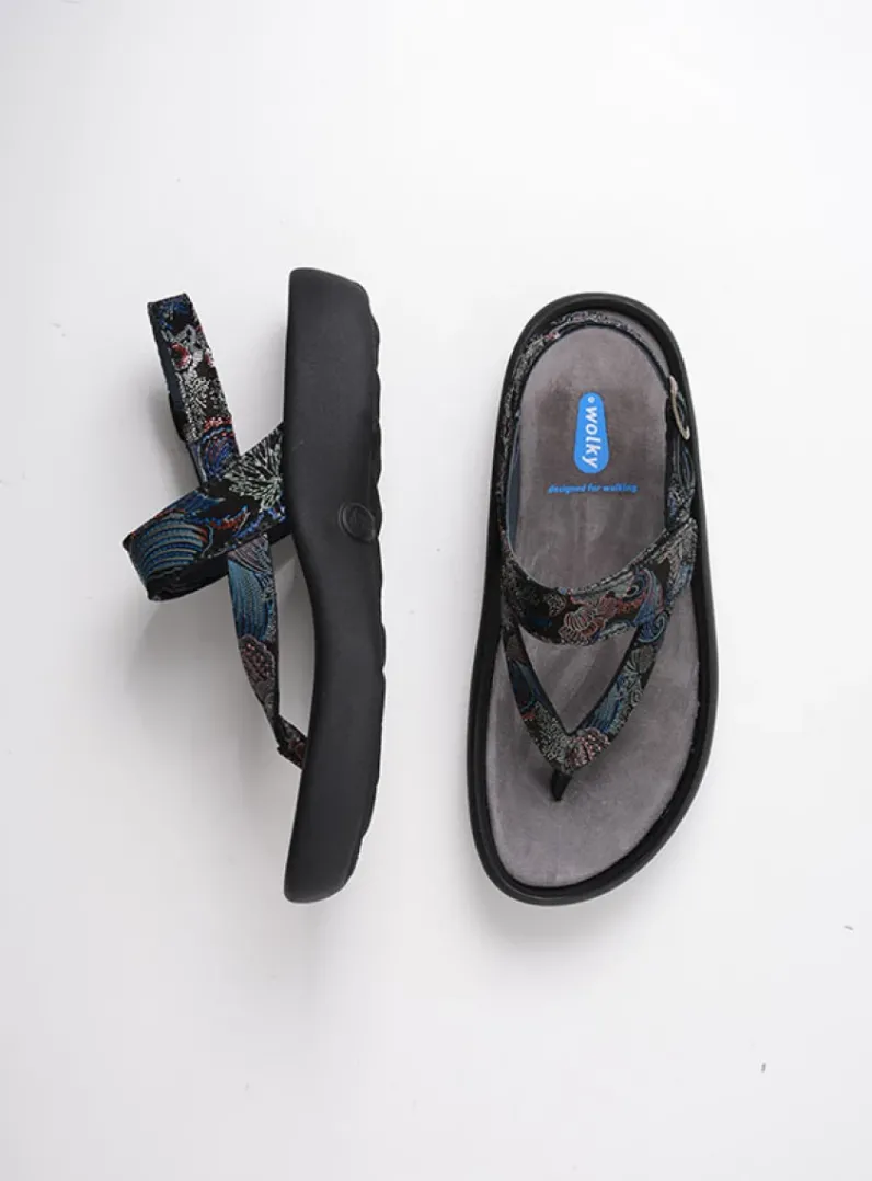 DAMES Wolky Sandalen<Cebu - zwart/blauw suede