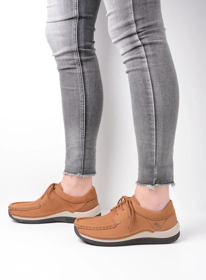 DAMES Wolky Lage Veterschoenen|Sneakers<Celebration - cognac nubuck