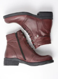 DAMES Wolky Veterlaarzen|Biker Boots<Center XW - bordeauxrood leer