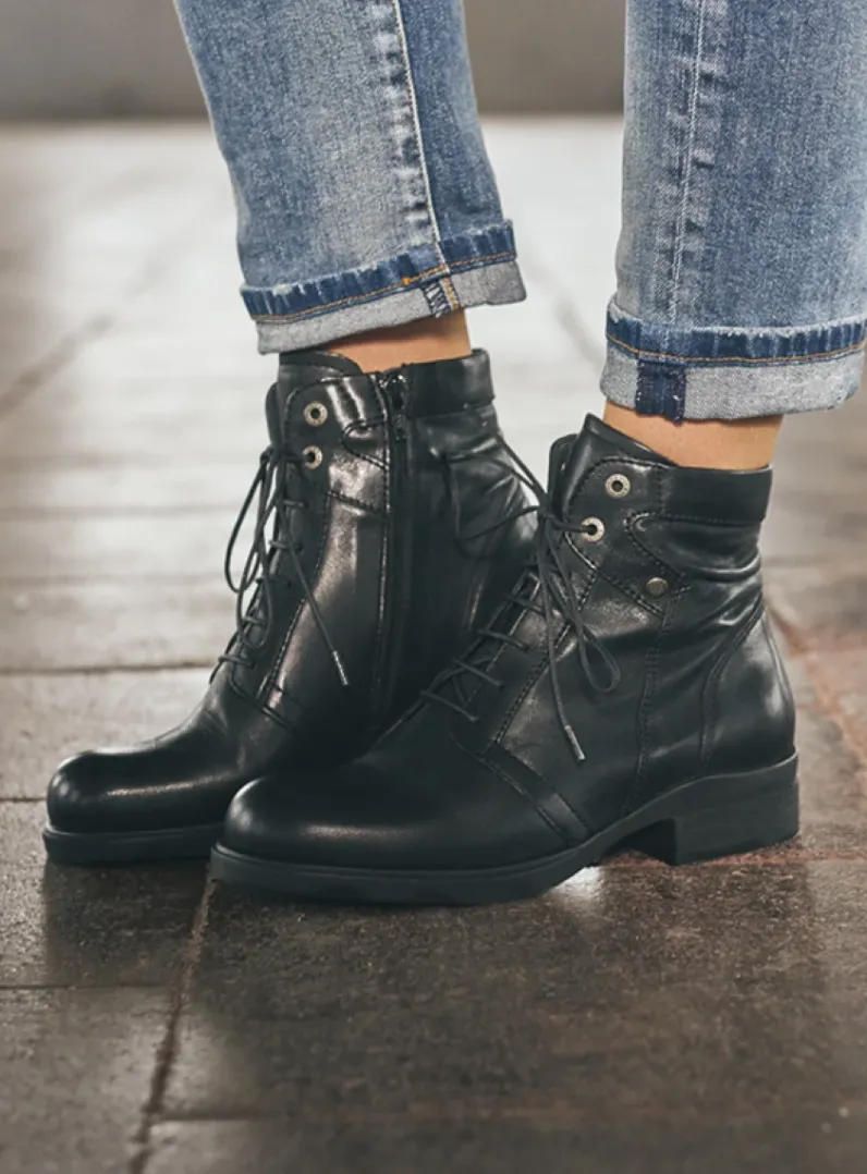 DAMES Wolky Veterlaarzen|Biker Boots<Center XW - zwart leer