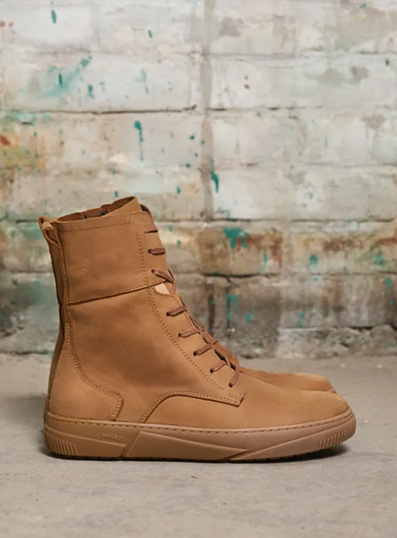 DAMES Wolky Hoge Veterschoenen|Veterlaarzen<Check - cognac nubuck