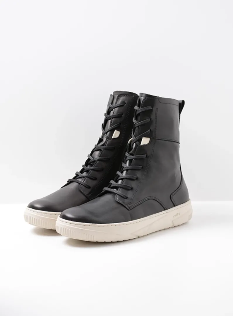 DAMES Wolky Hoge Veterschoenen|Veterlaarzen<Check - zwart leer