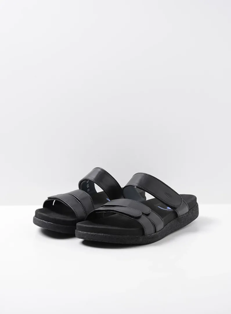 Heren Wolky Slippers Heren<Cirrus men - zwart leer