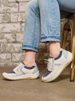 DAMES Wolky Lage Veterschoenen|Wandelschoenen<Comrie - gebroken wit/jeans leer