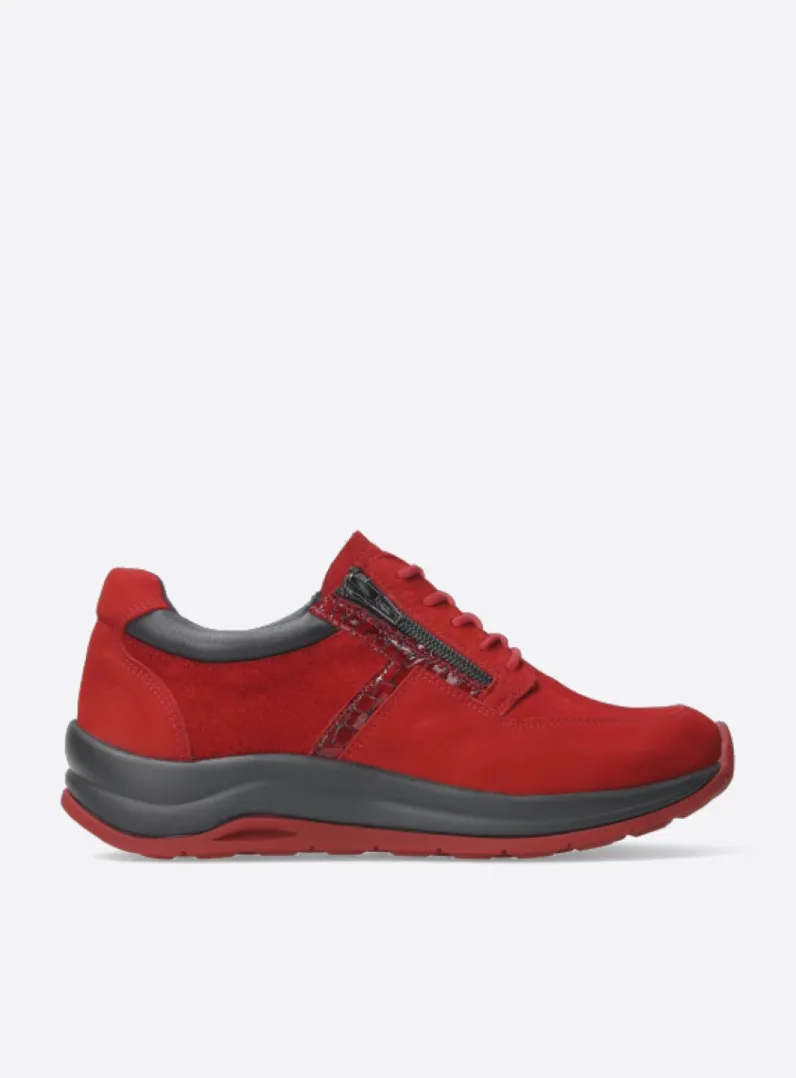 DAMES Wolky Lage Veterschoenen|Wandelschoenen<Comrie - rood combi leer