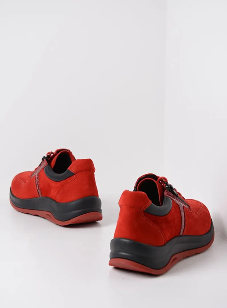 DAMES Wolky Lage Veterschoenen|Wandelschoenen<Comrie - rood combi leer