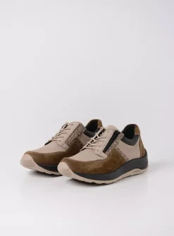 DAMES Wolky Lage Veterschoenen|Wandelschoenen<Comrie - safari combi leer