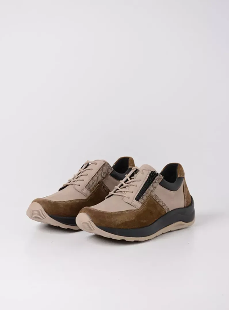 DAMES Wolky Lage Veterschoenen|Wandelschoenen<Comrie - safari combi leer
