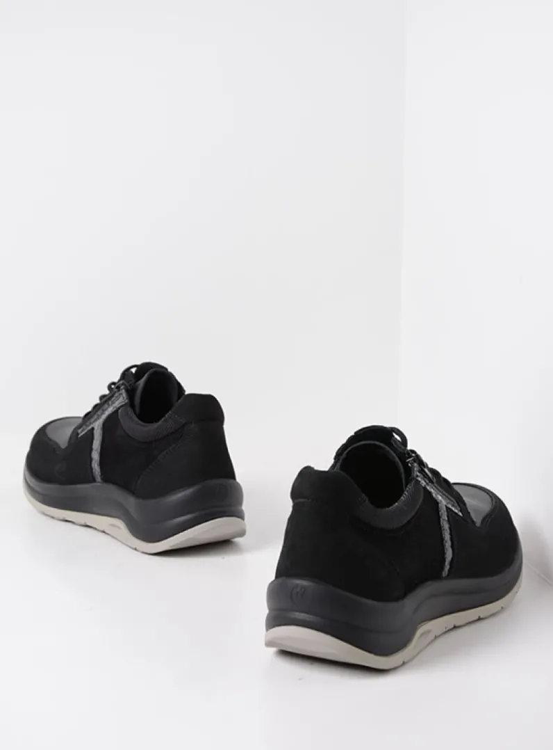 DAMES Wolky Lage Veterschoenen|Wandelschoenen<Comrie - zwart combi leer