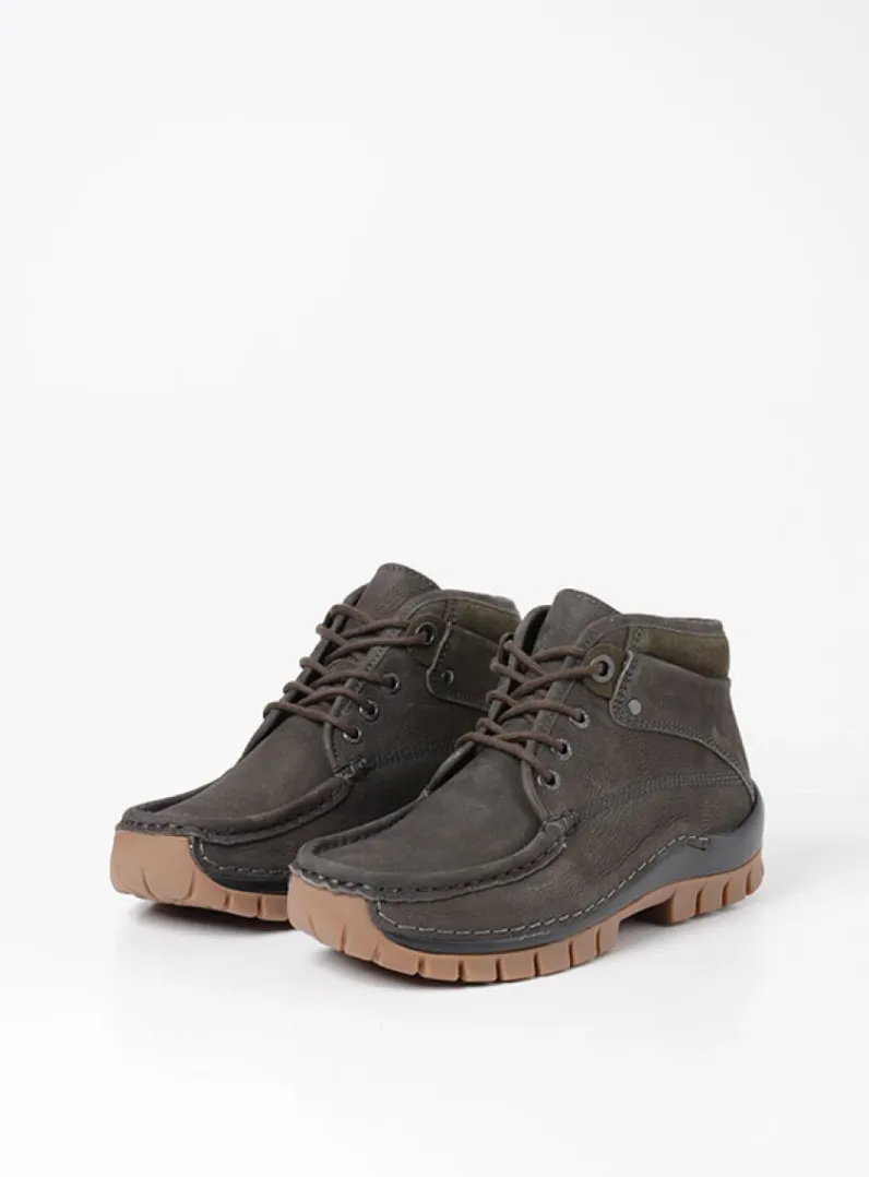 DAMES Wolky Hoge Veterschoenen|Herfst/Winter<Cross - asfalt nubuck