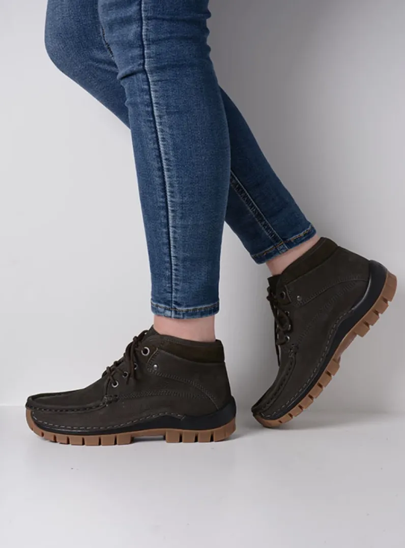 DAMES Wolky Hoge Veterschoenen|Herfst/Winter<Cross - asfalt nubuck