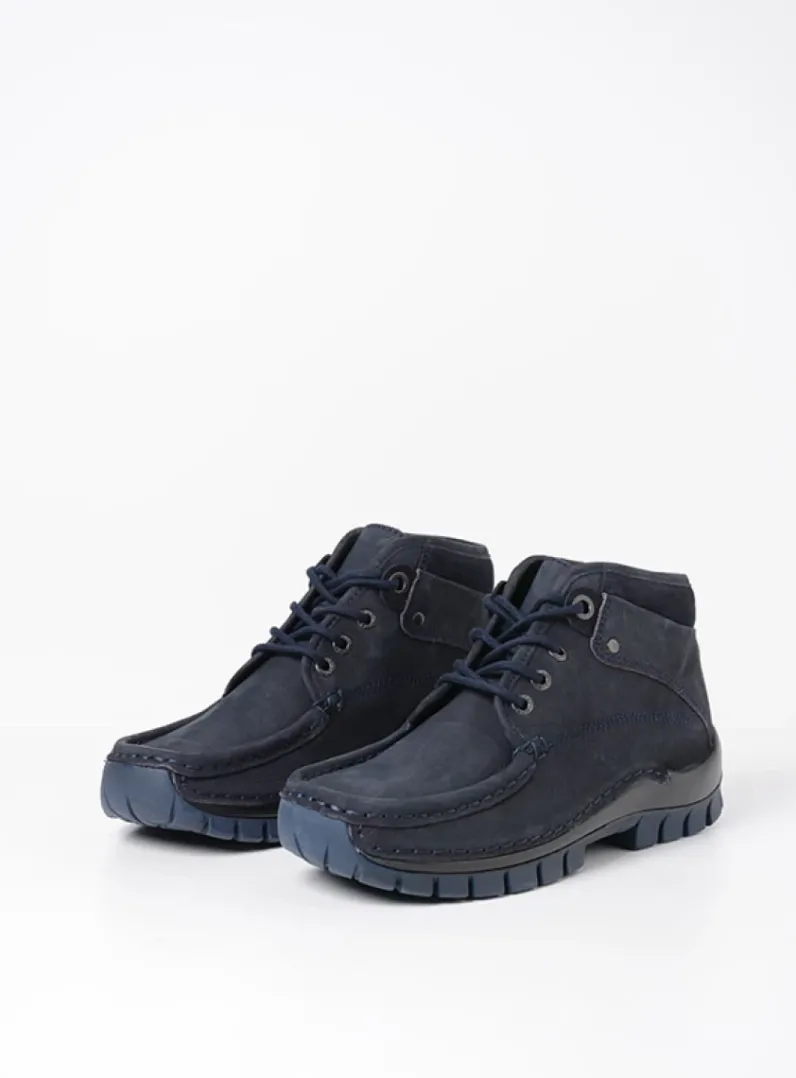 DAMES Wolky Hoge Veterschoenen|Herfst/Winter<Cross - blauw nubuck