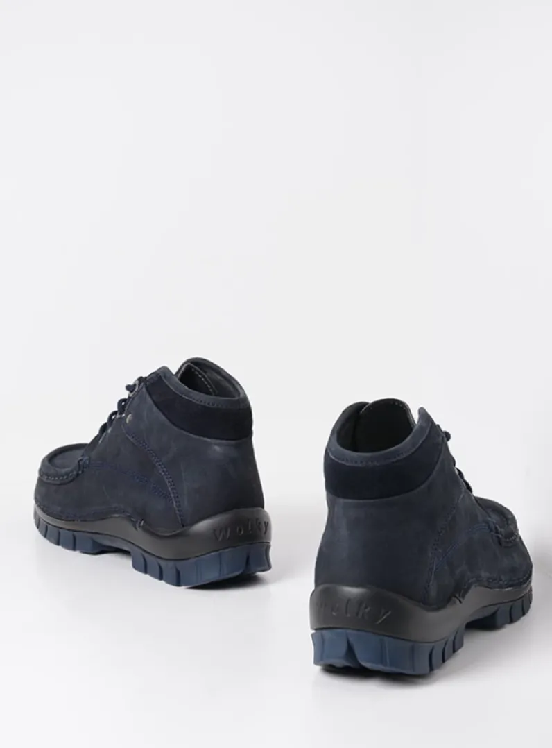 DAMES Wolky Hoge Veterschoenen|Herfst/Winter<Cross - blauw nubuck