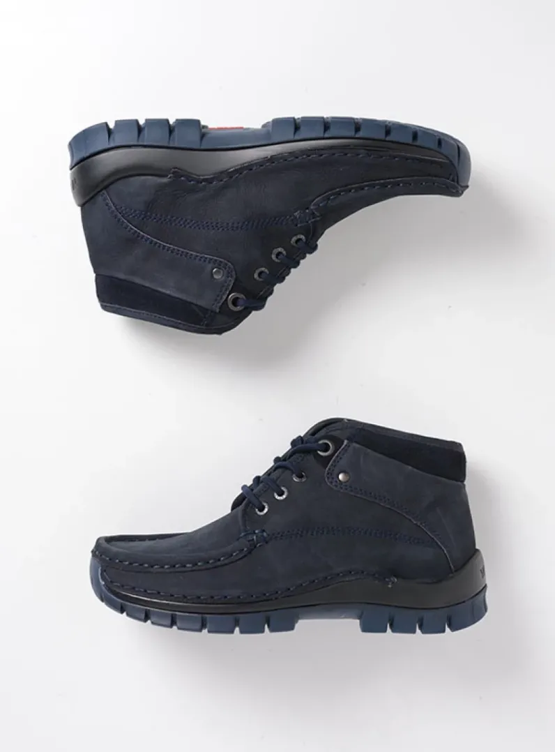 DAMES Wolky Hoge Veterschoenen|Herfst/Winter<Cross - blauw nubuck