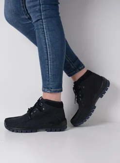 DAMES Wolky Hoge Veterschoenen|Herfst/Winter<Cross - blauw nubuck