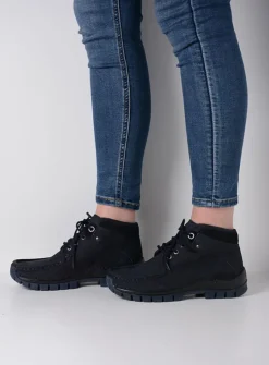 DAMES Wolky Hoge Veterschoenen|Herfst/Winter<Cross - blauw nubuck