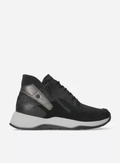 DAMES Wolky Hoge Veterschoenen|Wandelschoenen<Crown S2F - zwart stretchleer