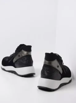 DAMES Wolky Hoge Veterschoenen|Wandelschoenen<Crown S2F - zwart stretchleer