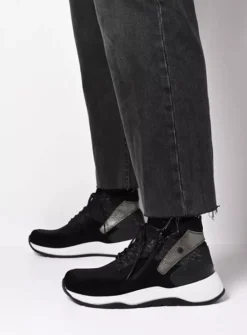 DAMES Wolky Hoge Veterschoenen|Wandelschoenen<Crown S2F - zwart stretchleer