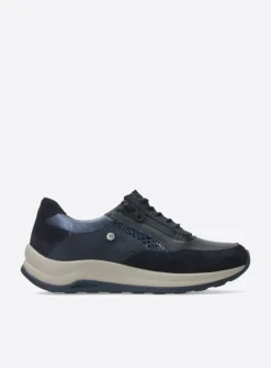 DAMES Wolky Lage Veterschoenen|Wandelschoenen<Cupar - blauw combi leer