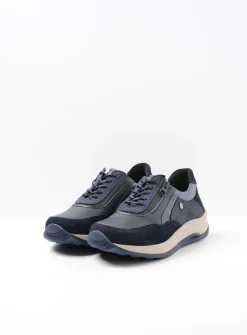 DAMES Wolky Lage Veterschoenen|Wandelschoenen<Cupar - blauw combi leer