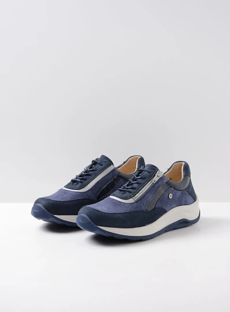 DAMES Wolky Lage Veterschoenen|Wandelschoenen<Cupar - denim combi leer
