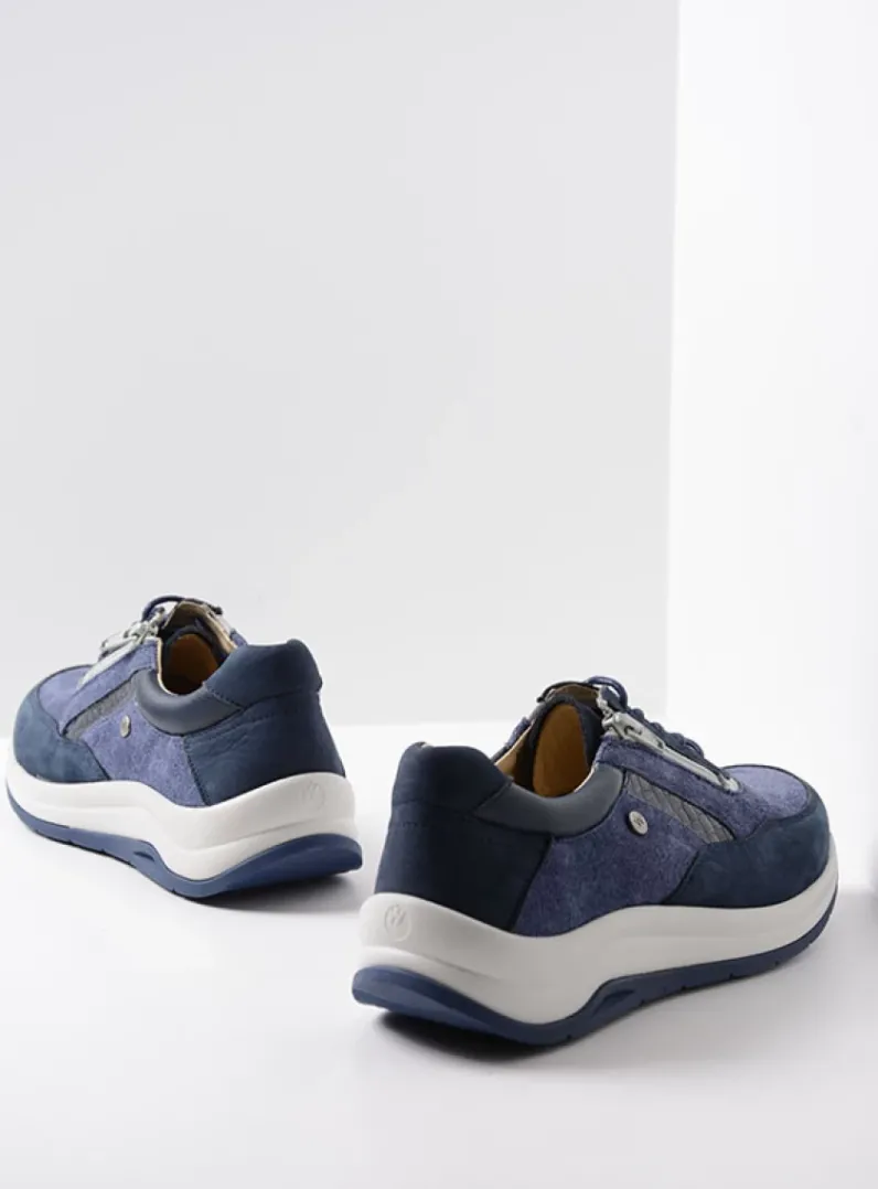 DAMES Wolky Lage Veterschoenen|Wandelschoenen<Cupar - denim combi leer