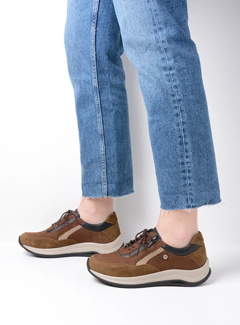 DAMES Wolky Lage Veterschoenen|Wandelschoenen<Cupar - taupe combi leer