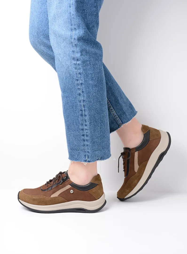 DAMES Wolky Lage Veterschoenen|Wandelschoenen<Cupar - taupe combi leer