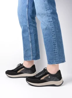 DAMES Wolky Lage Veterschoenen|Wandelschoenen<Cupar - zwart combi leer