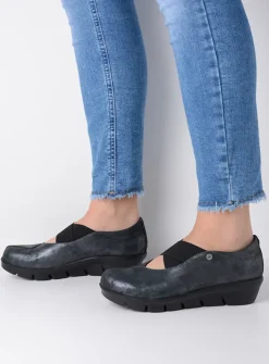 DAMES Wolky Instappers|Herfst/Winter<Cursa - zwart metallic nubuck