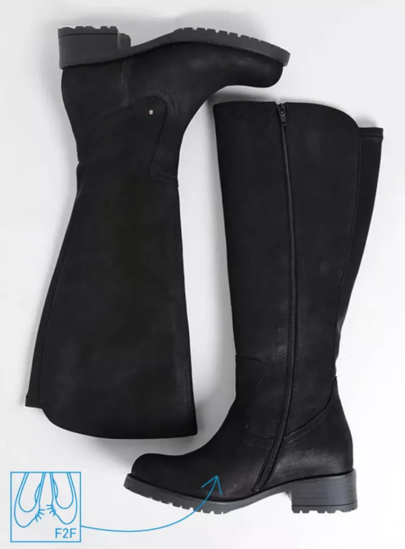 DAMES Wolky Lange Laarzen|Herfst/Winter<Curtina F2F - zwart nubuck