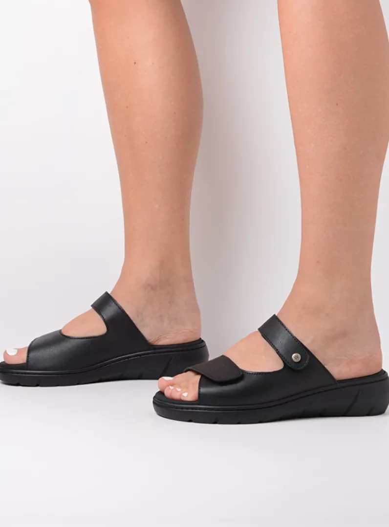 DAMES Wolky Slippers<Cyprus - zwart leer