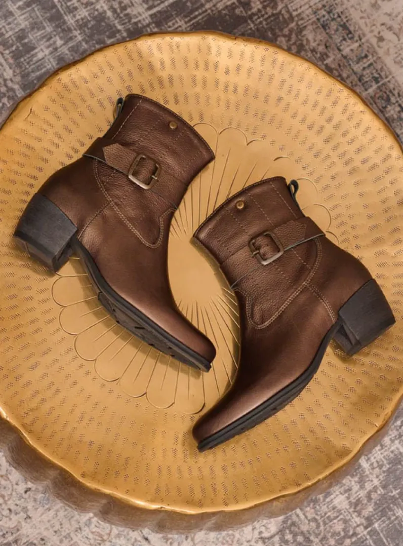 DAMES Wolky Halfhoge Laarzen|Cowboylaarzen<Dexter - brons leer