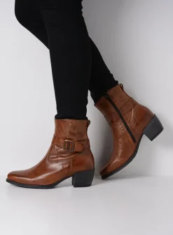 DAMES Wolky Halfhoge Laarzen|Cowboylaarzen<Dexter - cognac leer