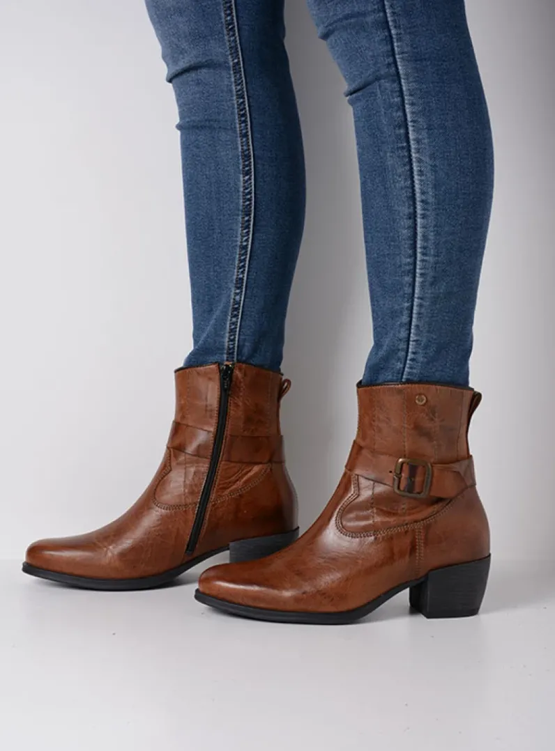 DAMES Wolky Halfhoge Laarzen|Cowboylaarzen<Dexter - cognac leer