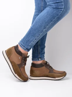 DAMES Wolky Hoge Veterschoenen|Wandelschoenen<e-Boot - taupe combi leer