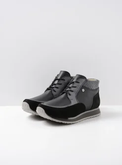 DAMES Wolky Hoge Veterschoenen|Wandelschoenen<e-Boot - zwart combi leer