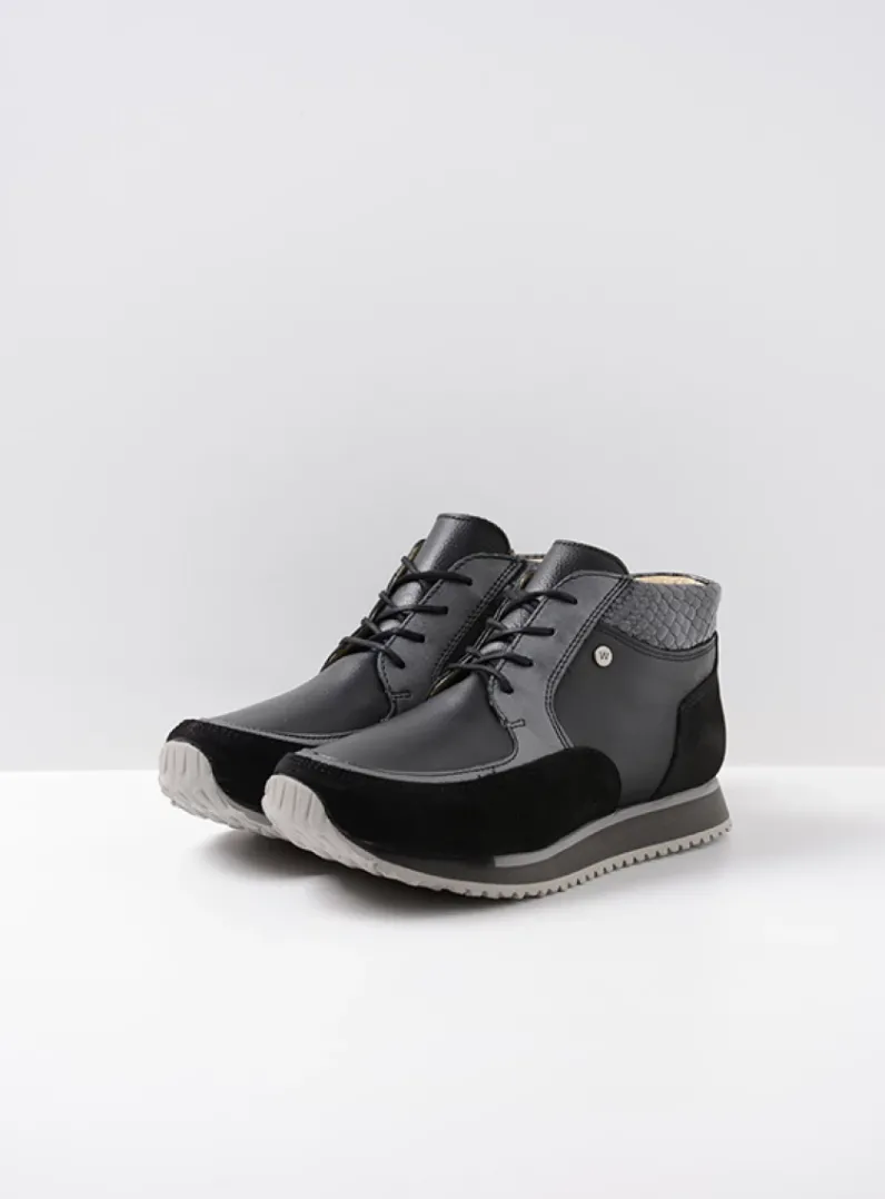 DAMES Wolky Hoge Veterschoenen|Wandelschoenen<e-Boot - zwart combi leer