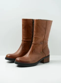 DAMES Wolky Halfhoge Laarzen|Herfst/Winter<Edmonton - cognac leer
