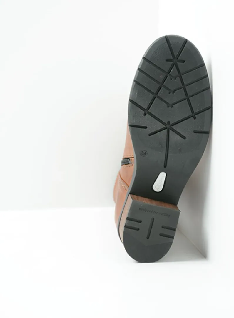 DAMES Wolky Halfhoge Laarzen|Herfst/Winter<Edmonton - cognac leer