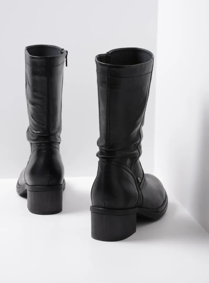 DAMES Wolky Halfhoge Laarzen|Herfst/Winter<Edmonton - zwart gepoetst leer