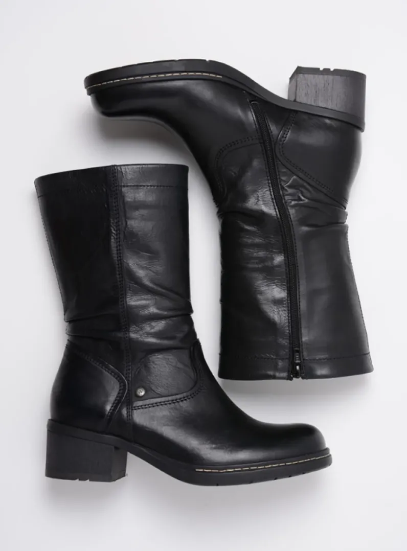 DAMES Wolky Halfhoge Laarzen|Herfst/Winter<Edmonton - zwart gepoetst leer