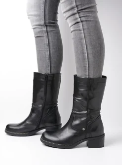 DAMES Wolky Halfhoge Laarzen|Herfst/Winter<Edmonton - zwart gepoetst leer
