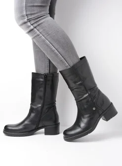 DAMES Wolky Halfhoge Laarzen|Herfst/Winter<Edmonton - zwart gepoetst leer