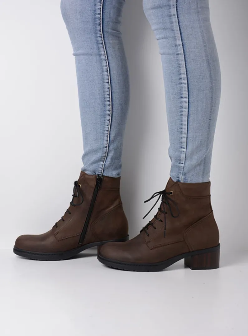 DAMES Wolky Hoge Veterschoenen|Veterlaarzen<Edson XW - bruin nubuck