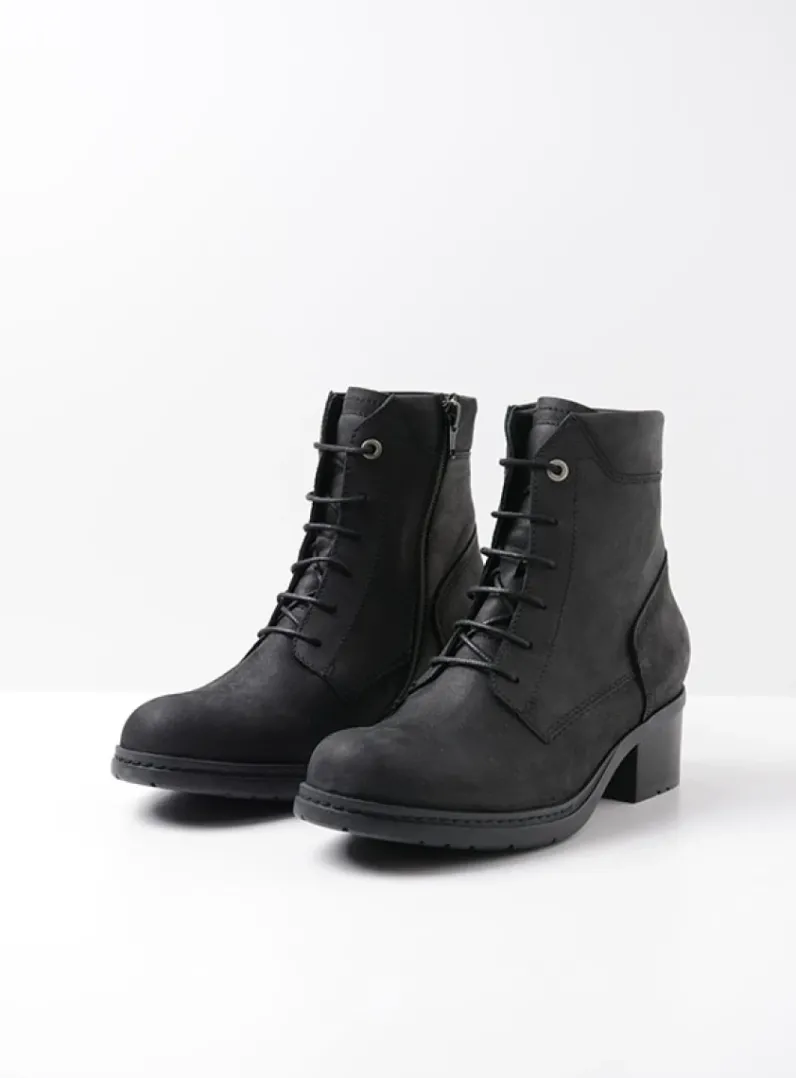 DAMES Wolky Hoge Veterschoenen|Veterlaarzen<Edson XW - zwart nubuck