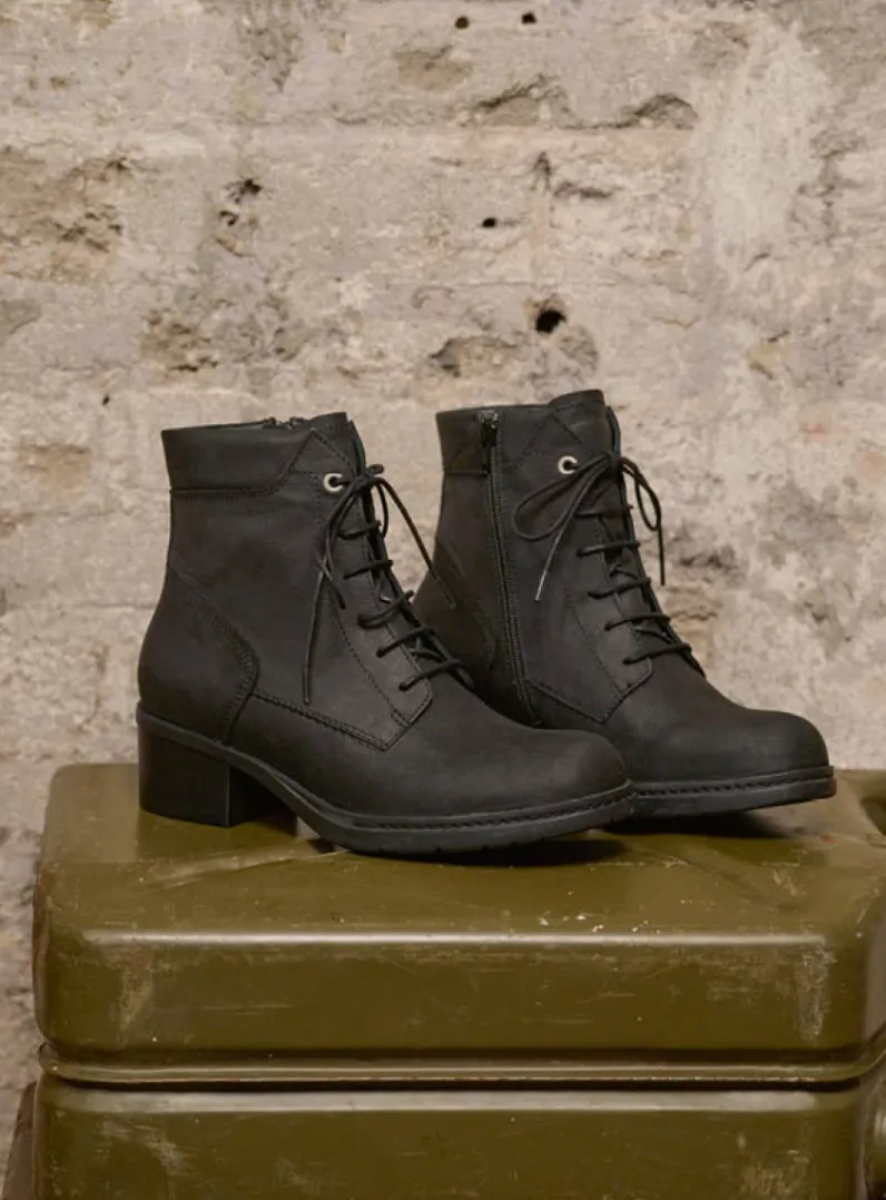 DAMES Wolky Hoge Veterschoenen|Veterlaarzen<Edson XW - zwart nubuck