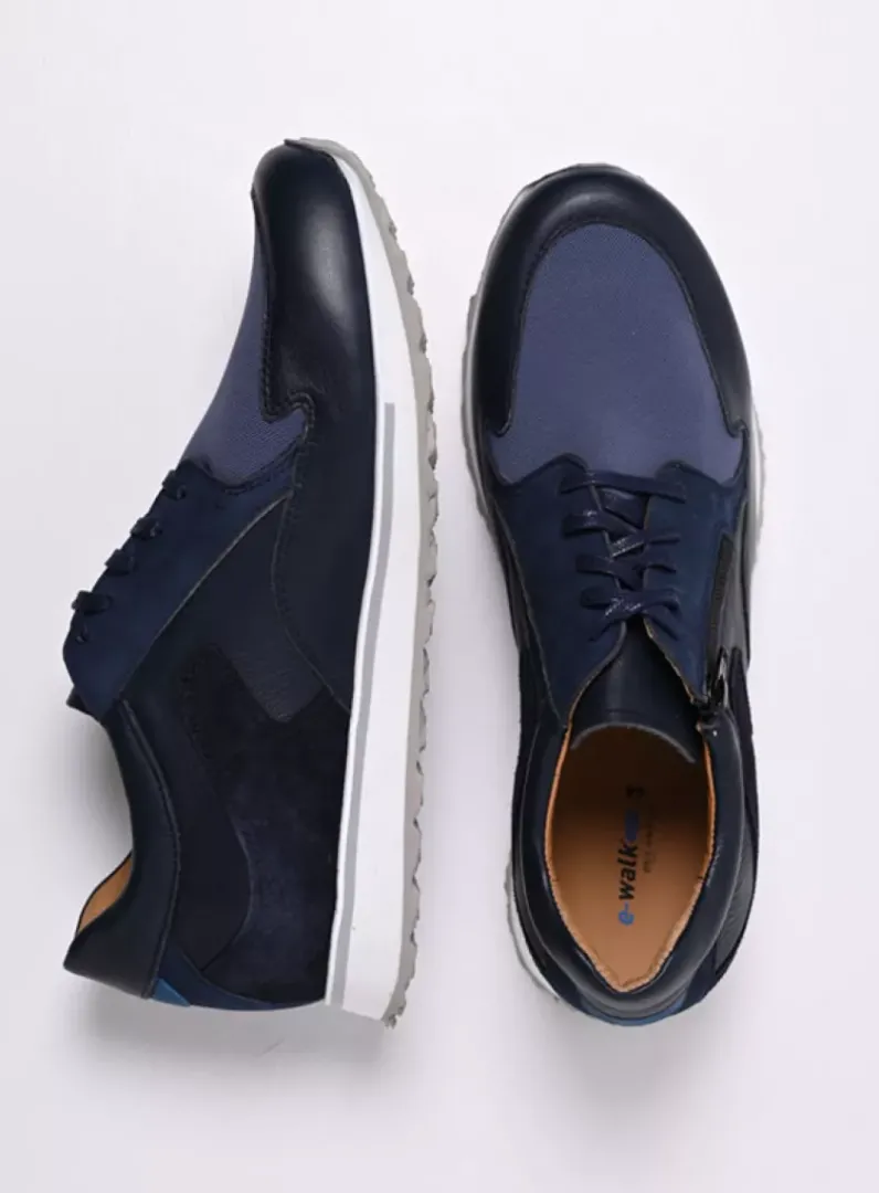 Heren Wolky Veterschoenen Heren|Sneakers Heren<e-Go Men - blauw combi stretch leer